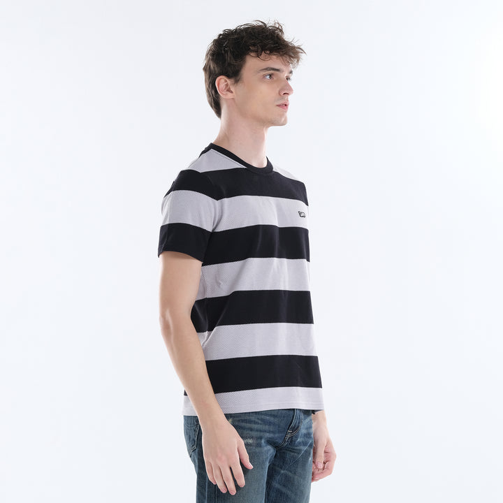 Lee Men's Roundneck Stripes; Popcorn Fabric Tee