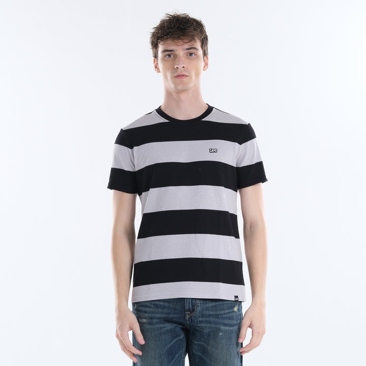 Lee Men's Roundneck Stripes; Popcorn Fabric Tee