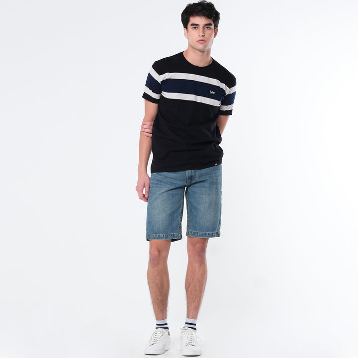 MENS' STRIPE ROUND NECK TEE