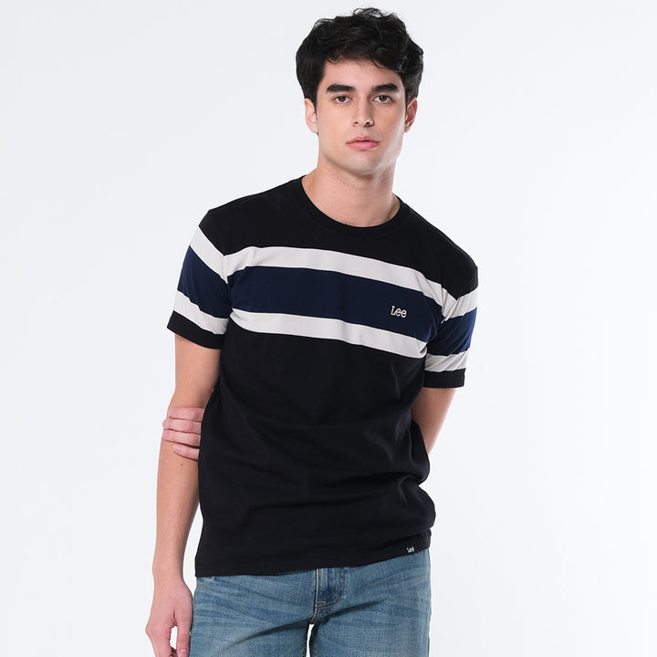 MENS' STRIPE ROUND NECK TEE