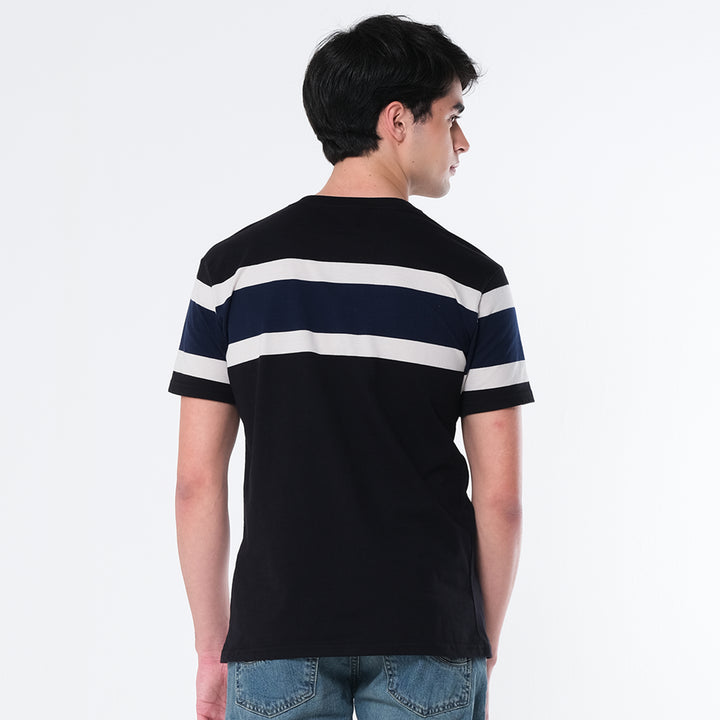 MENS' STRIPE ROUND NECK TEE