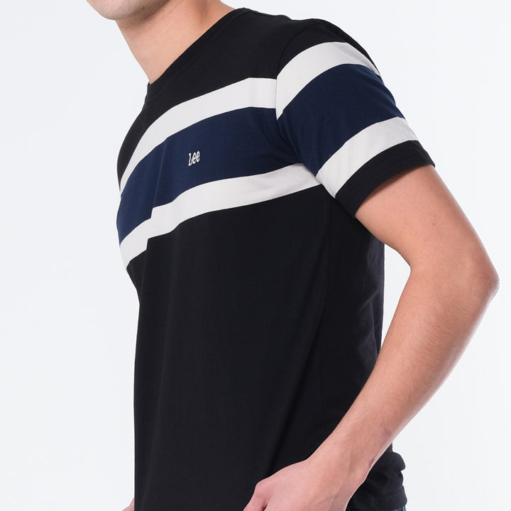 MENS' STRIPE ROUND NECK TEE