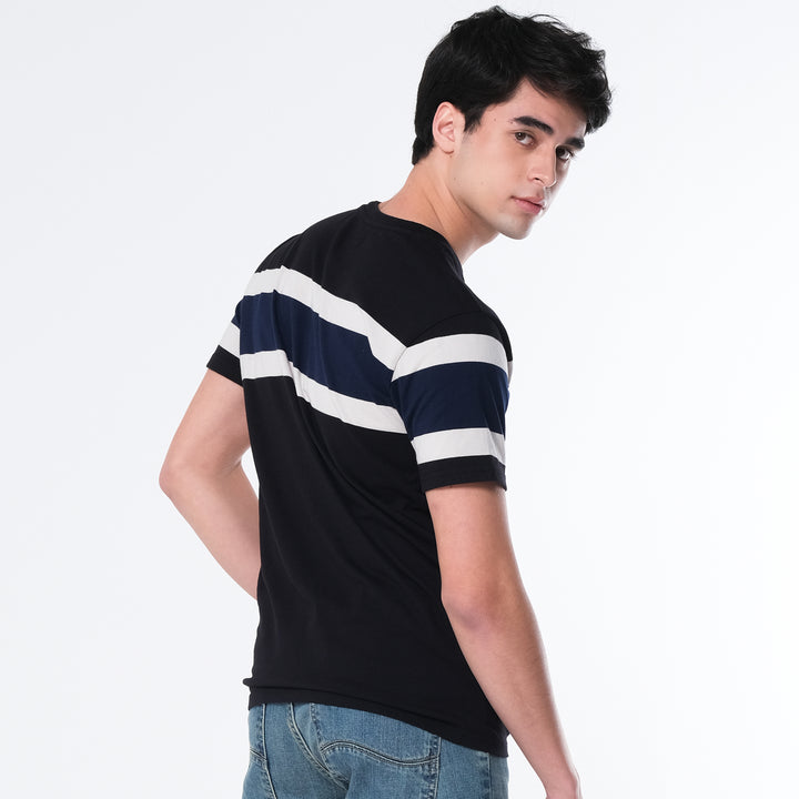 MENS' STRIPE ROUND NECK TEE