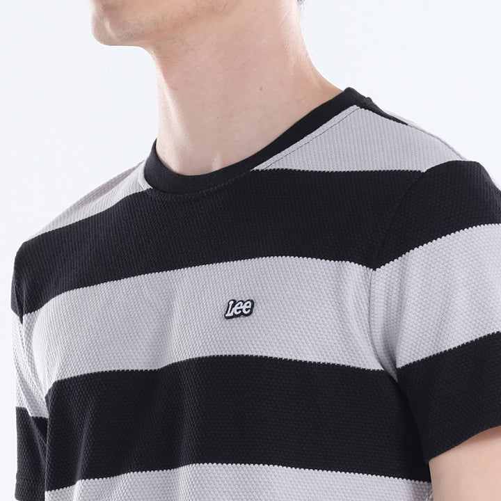 Lee Men's Roundneck Stripes; Popcorn Fabric Tee