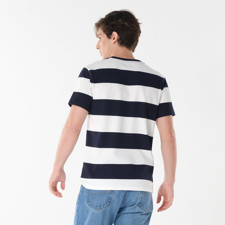 Lee Men's Roundneck Stripes; Popcorn Fabric Tee