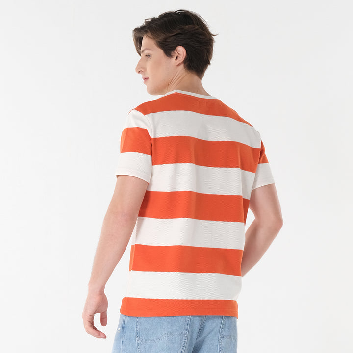 Lee Men's Roundneck Stripes; Popcorn Fabric Tee