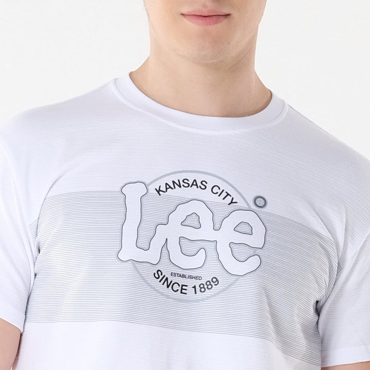 Lee Men's Missed Lycra Round Neck T-shirt With High Density Logo Print