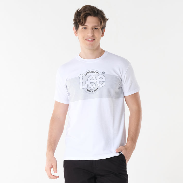 Lee Men's Missed Lycra Round Neck T-shirt With High Density Logo Print