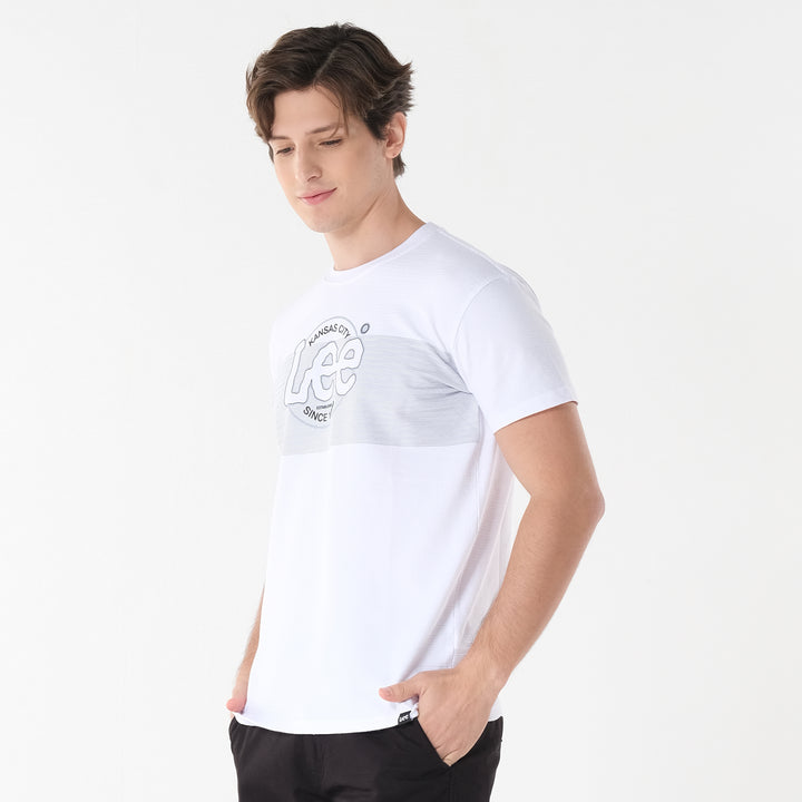 Lee Men's Missed Lycra Round Neck T-shirt With High Density Logo Print