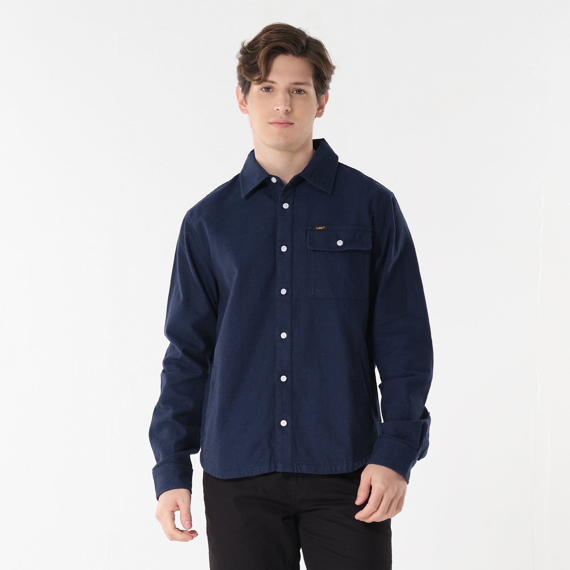 Lee Mens Button Down Polo Long Sleeve - Main Image