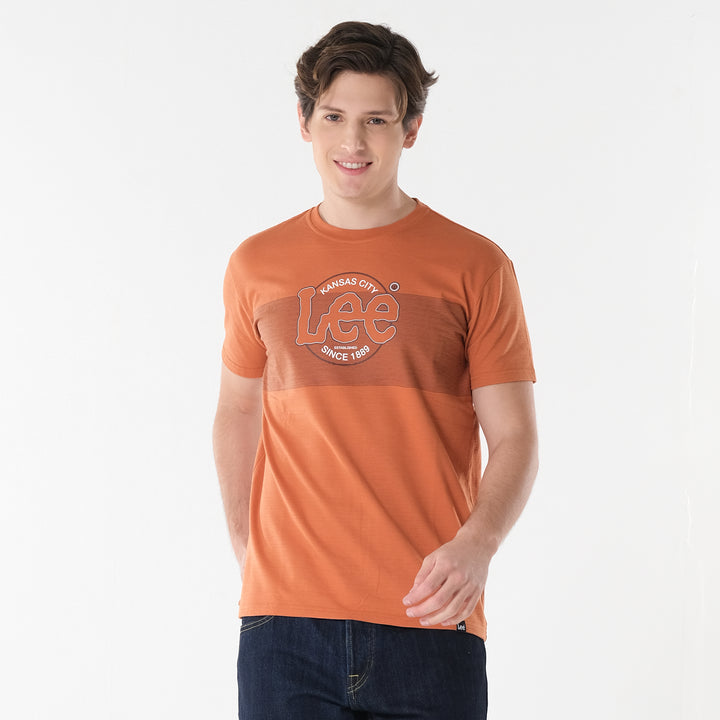 Lee Men's Missed Lycra Round Neck T-shirt With High Density Logo Print