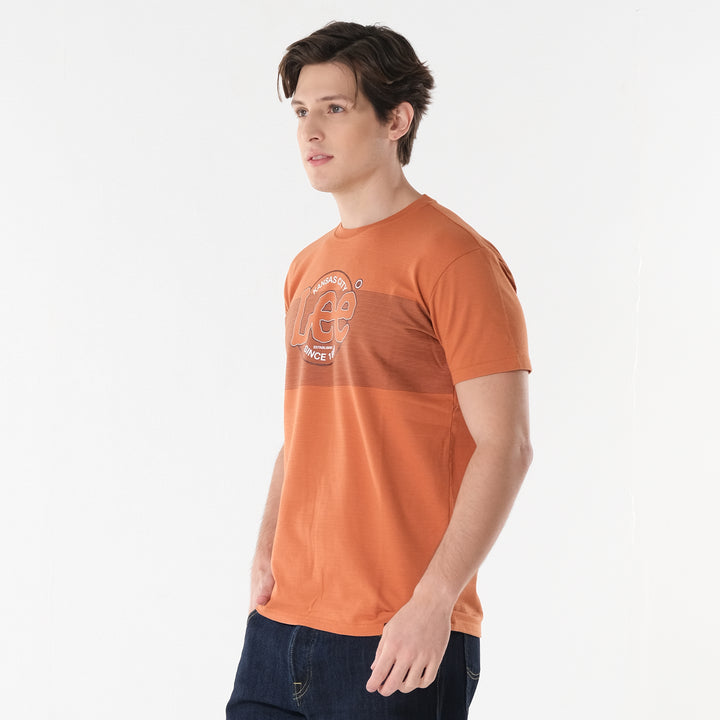 Lee Men's Missed Lycra Round Neck T-shirt With High Density Logo Print