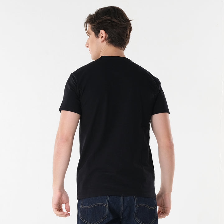 Lee Men's Missed Lycra Round Neck T-shirt With High Density Logo Print