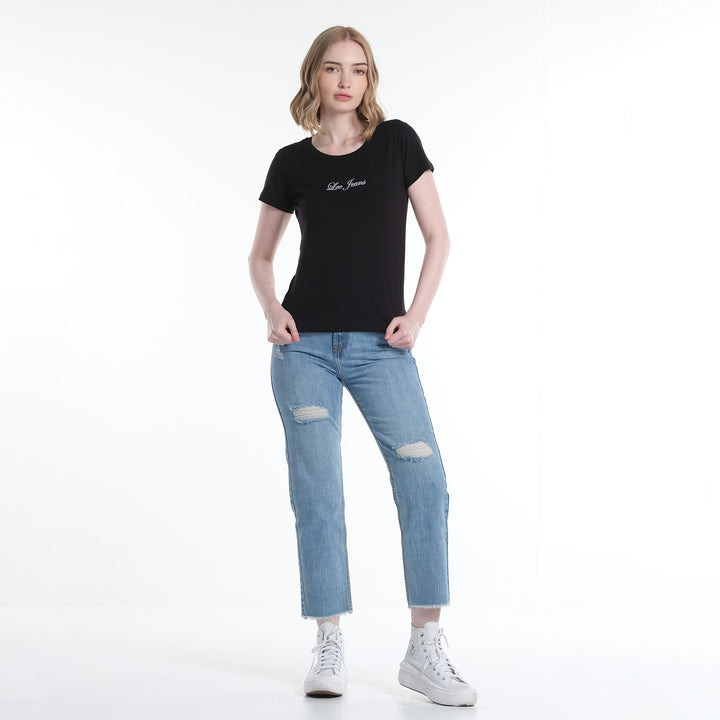 LEE LADIES RELAXED FIT LEE LOGO SCRIPT ROUNDNECK TEE