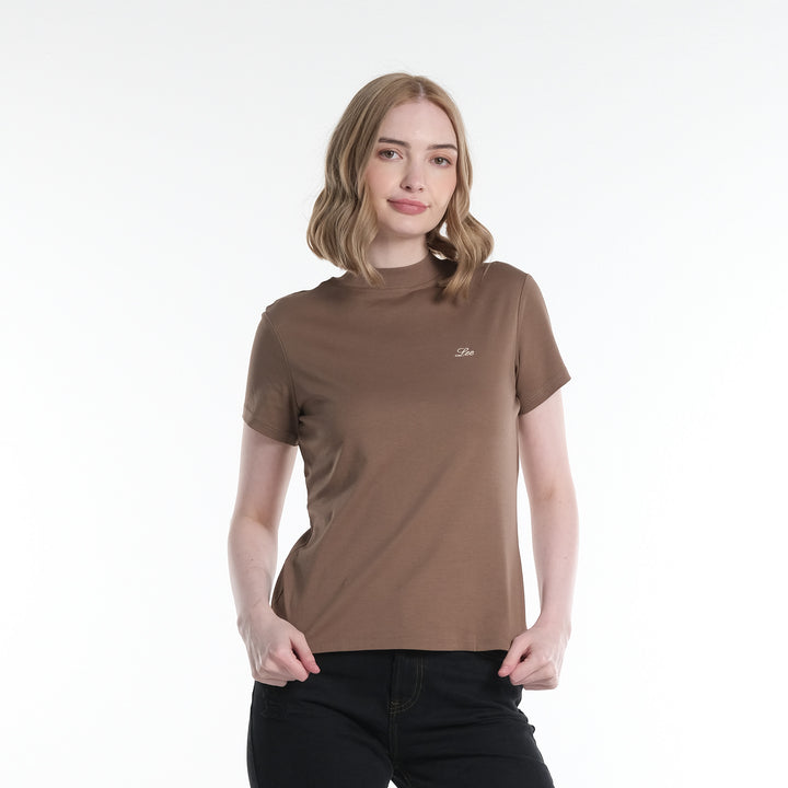 LEE LADIES HIGH NECK WITH SMALL LOGO TEE