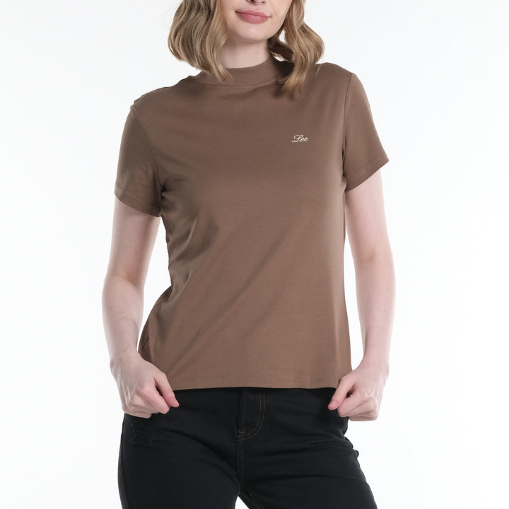 LEE LADIES HIGH NECK WITH SMALL LOGO TEE