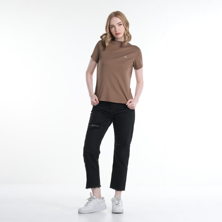LEE LADIES HIGH NECK WITH SMALL LOGO TEE