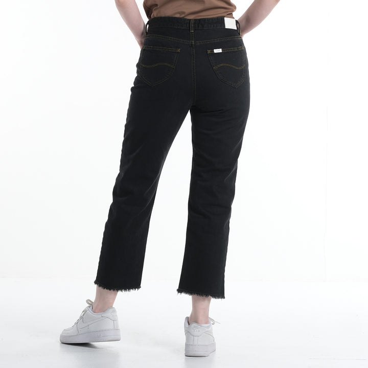 LEE WOMENS TATTERED SLOUCH MOM JEANS IN BLACK