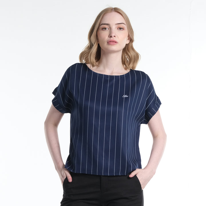 LEE LADIES MODIFIED TOPS IN NAVY BLUE STRIPES