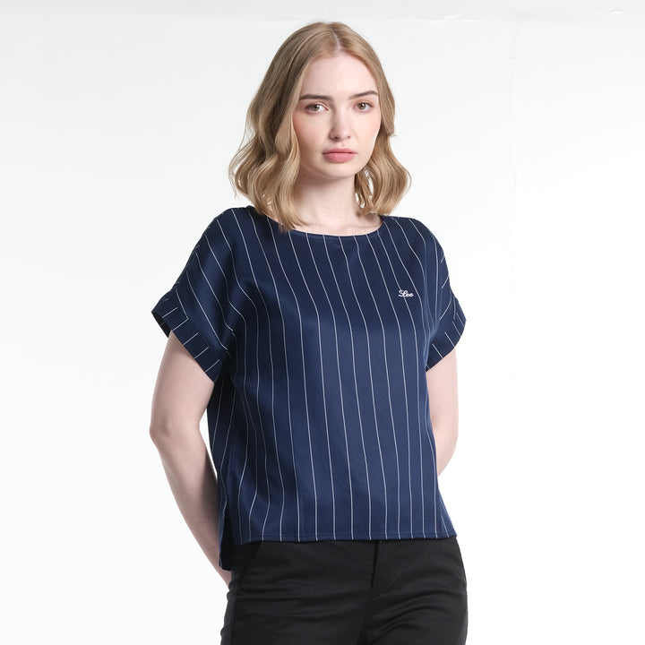 LEE LADIES MODIFIED TOPS IN NAVY BLUE STRIPES