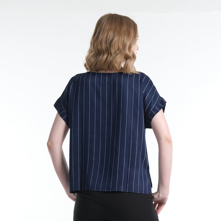 LEE LADIES MODIFIED TOPS IN NAVY BLUE STRIPES