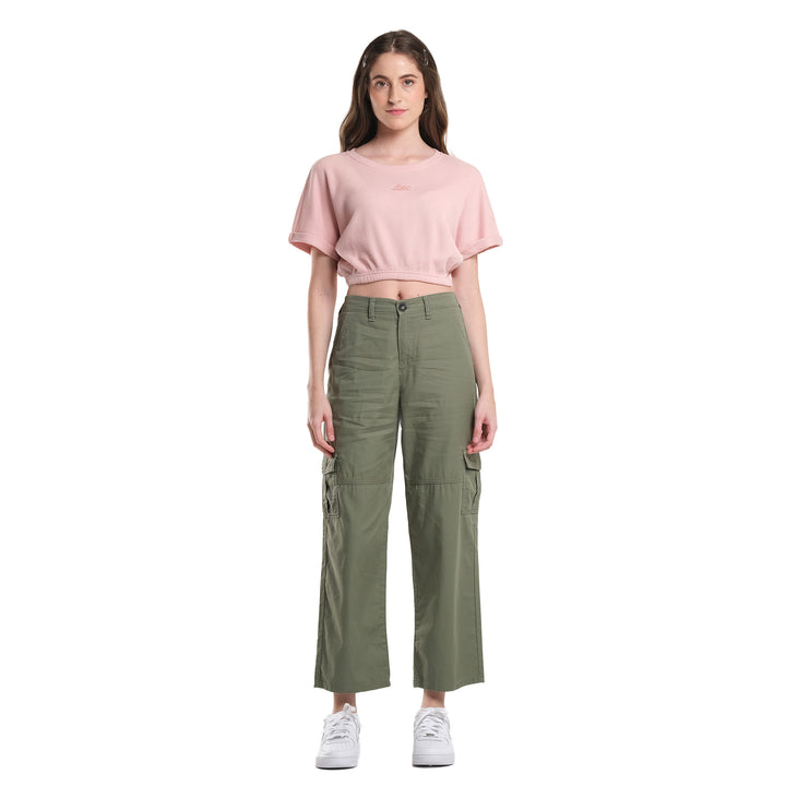 LEE WOMENS GARTERIZED CROP TOP