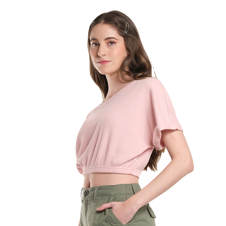 LEE WOMENS GARTERIZED CROP TOP
