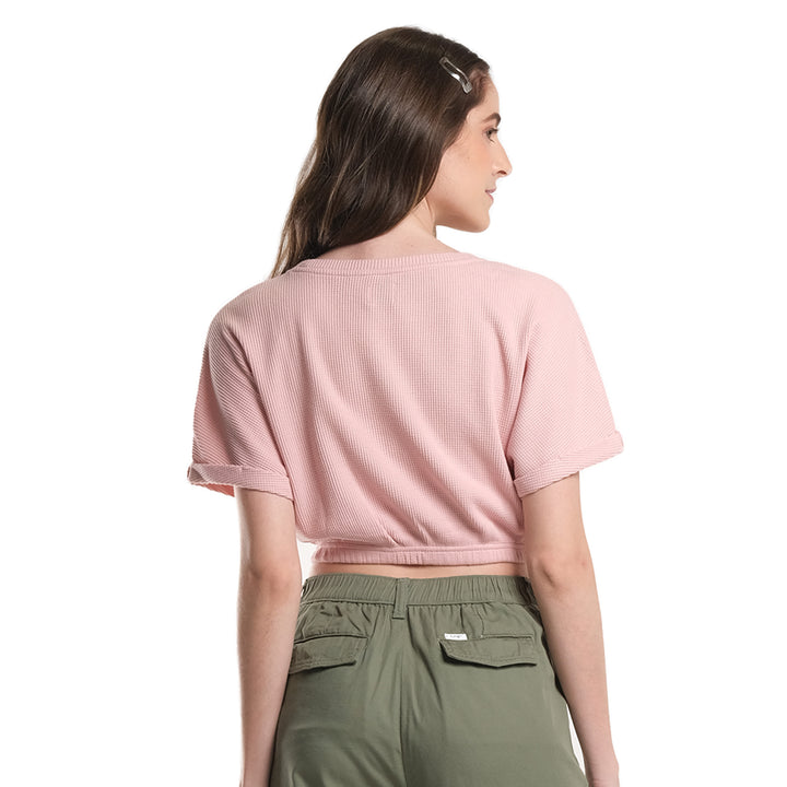 LEE WOMENS GARTERIZED CROP TOP