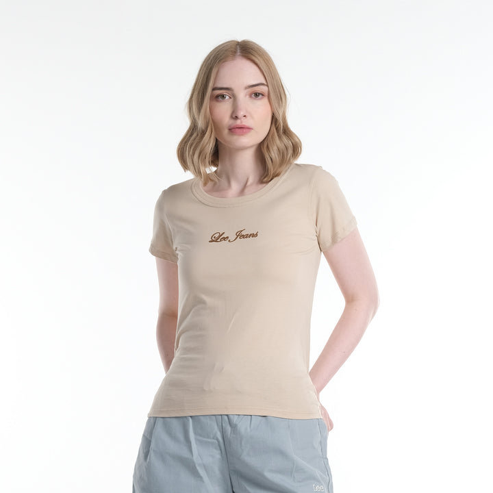 LEE LADIES RELAXED FIT LEE LOGO SCRIPT ROUNDNECK TEE