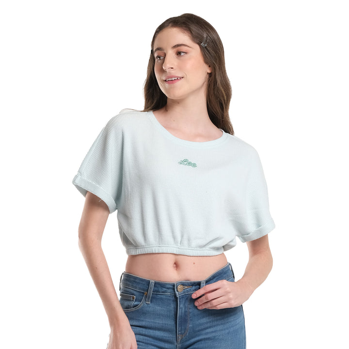 LEE WOMENS GARTERIZED CROP TOP