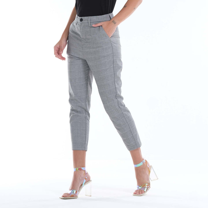 LEE LADIES CHECKERED HIGH WAIST TROUSER