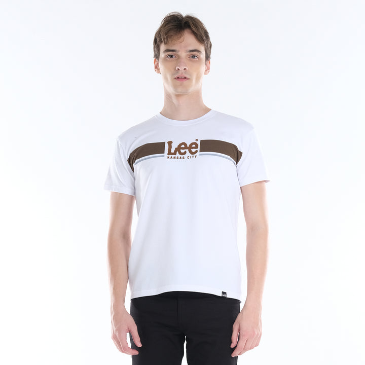 LEE MENS ROUND NECK TEE; EMBOSSED LOGO