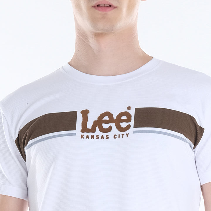 LEE MENS ROUND NECK TEE; EMBOSSED LOGO