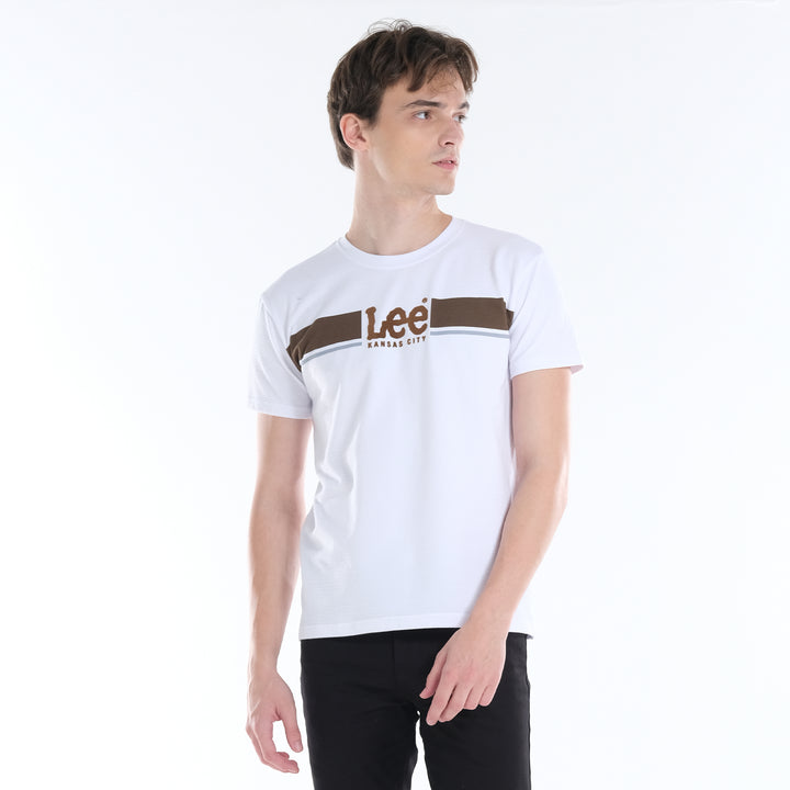 LEE MENS ROUND NECK TEE; EMBOSSED LOGO