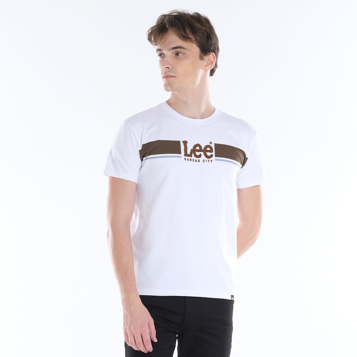 LEE MENS ROUND NECK TEE; EMBOSSED LOGO