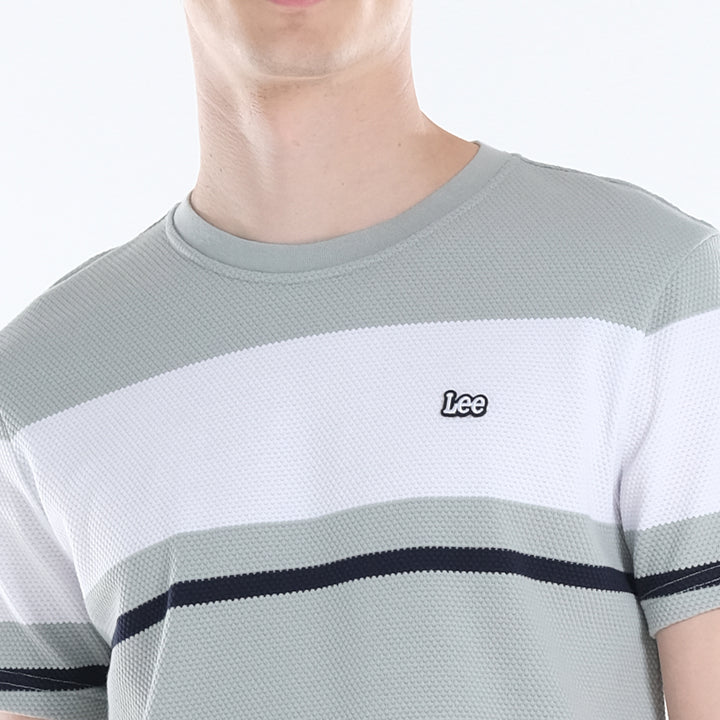 LEE MENS ROUND NECK; POPCORN STRIPES FABRIC