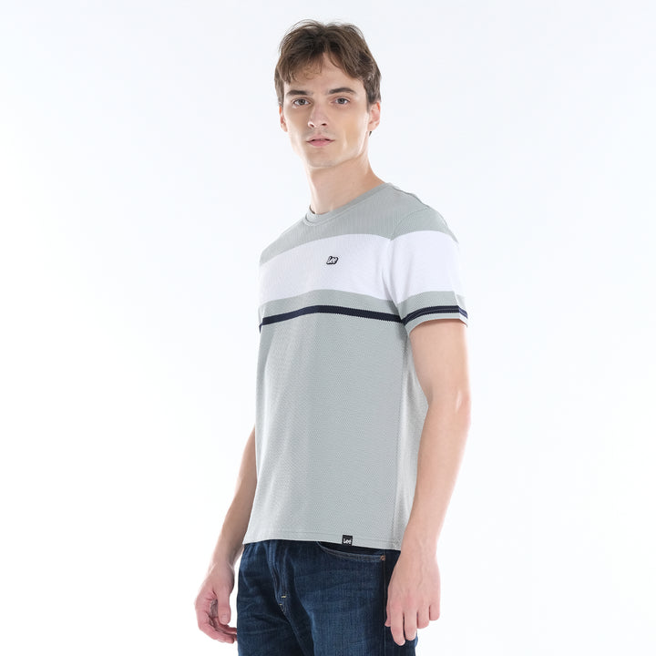 LEE MENS ROUND NECK; POPCORN STRIPES FABRIC