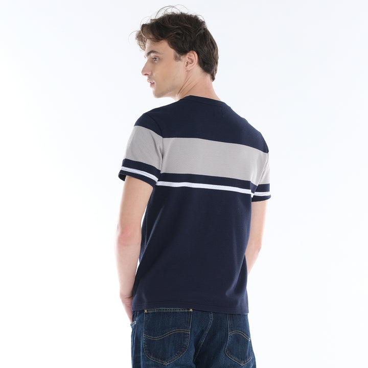 LEE MENS ROUND NECK; POPCORN STRIPES FABRIC