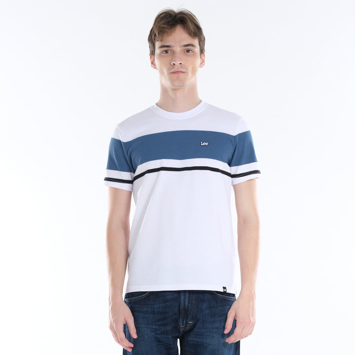 LEE MENS ROUND NECK; POPCORN STRIPES FABRIC
