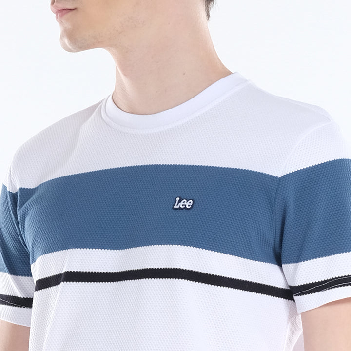 LEE MENS ROUND NECK; POPCORN STRIPES FABRIC