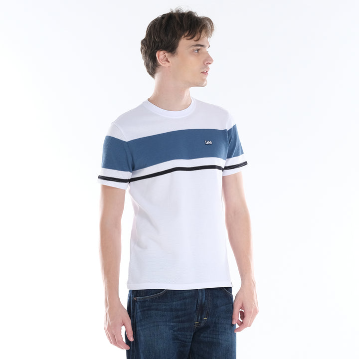 LEE MENS ROUND NECK; POPCORN STRIPES FABRIC