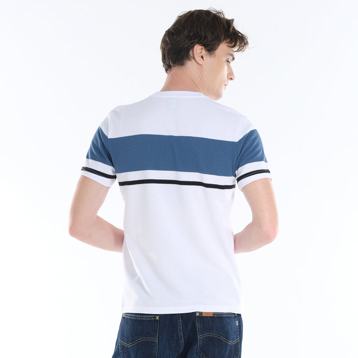 LEE MENS ROUND NECK; POPCORN STRIPES FABRIC