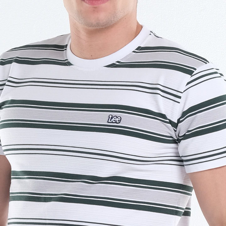 LEE MEN'S ROUNDNECK STRIPES; EMBRO PATCH LOGO TEE