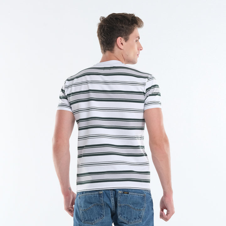 LEE MEN'S ROUNDNECK STRIPES; EMBRO PATCH LOGO TEE