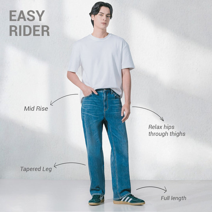 LEE MENS EASY RIDER; LOOSE STRAIGHT DENIM JEANS