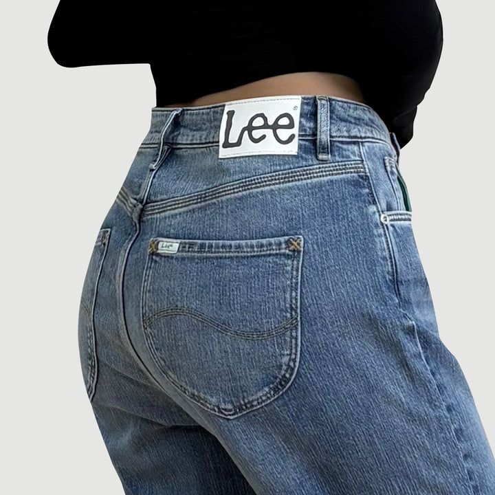 Lee Ladies Regular Straight Mid Rise Denim Jeans in Mid Shade
