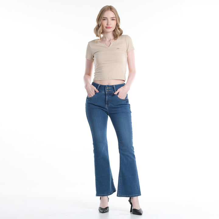LEE LADIES SHAPE MAGIC SKINNY FLARE DENIM JEANS