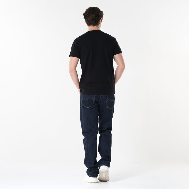 Lee Men's Missed Lycra Round Neck T-shirt With High Density Logo Print