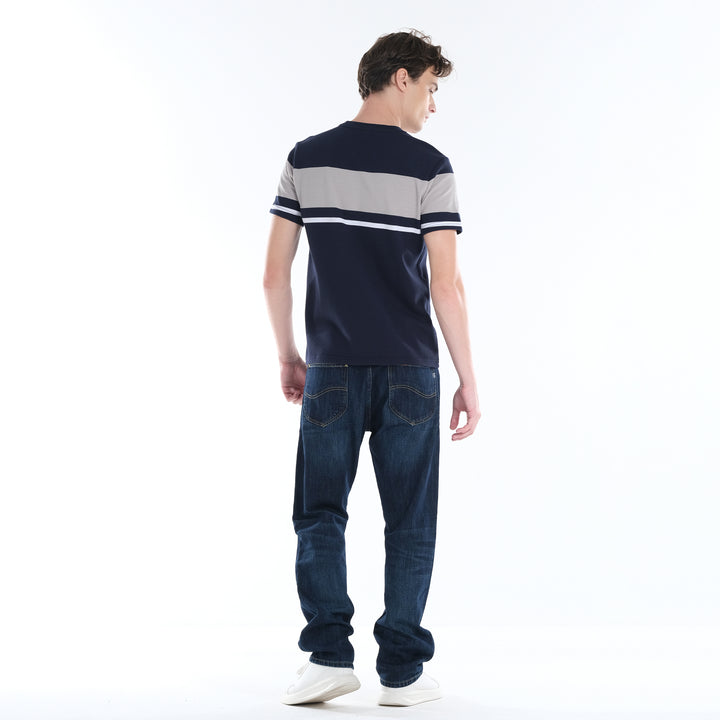 LEE MENS ROUND NECK; POPCORN STRIPES FABRIC