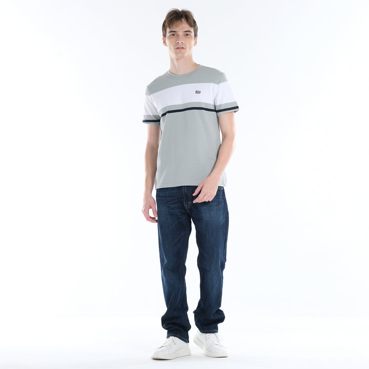 LEE MENS ROUND NECK; POPCORN STRIPES FABRIC